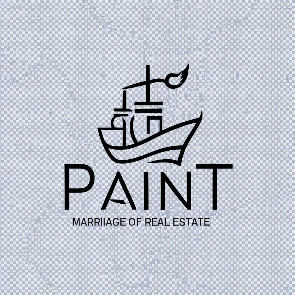 LOGO Design for Paint Line Art Ship with Brush Mast for Real Estate Industry