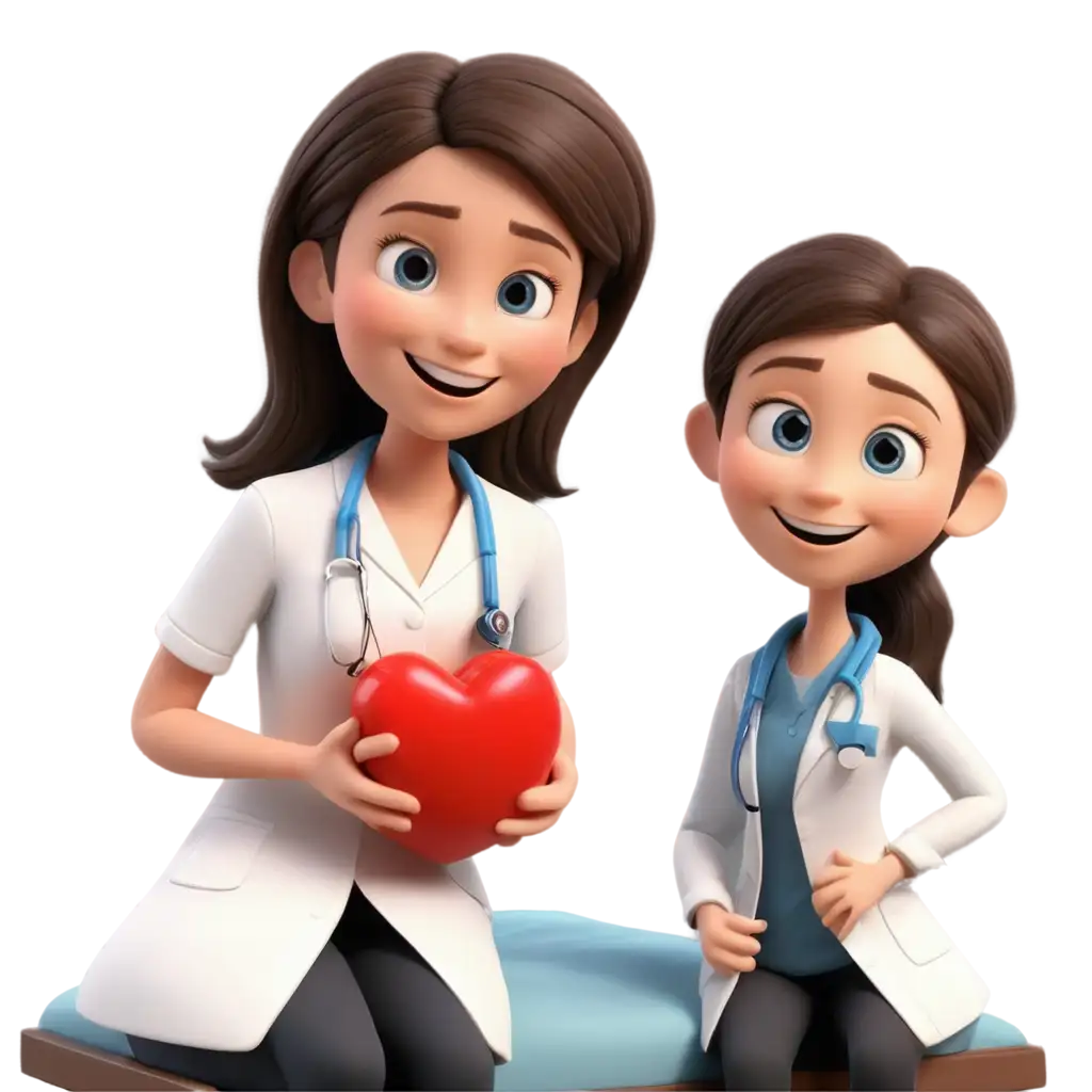 PNG-Cartoon-Cute-Doctor-Holding-a-Loving-Heart-with-Happy-Patient-in-Hospital-Bed