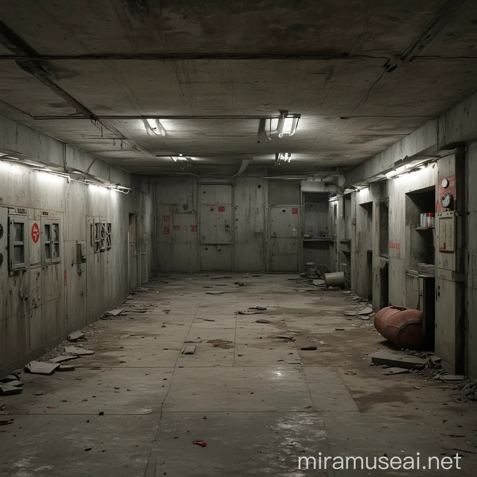 Abandoned Underground Lab with Concrete Setting