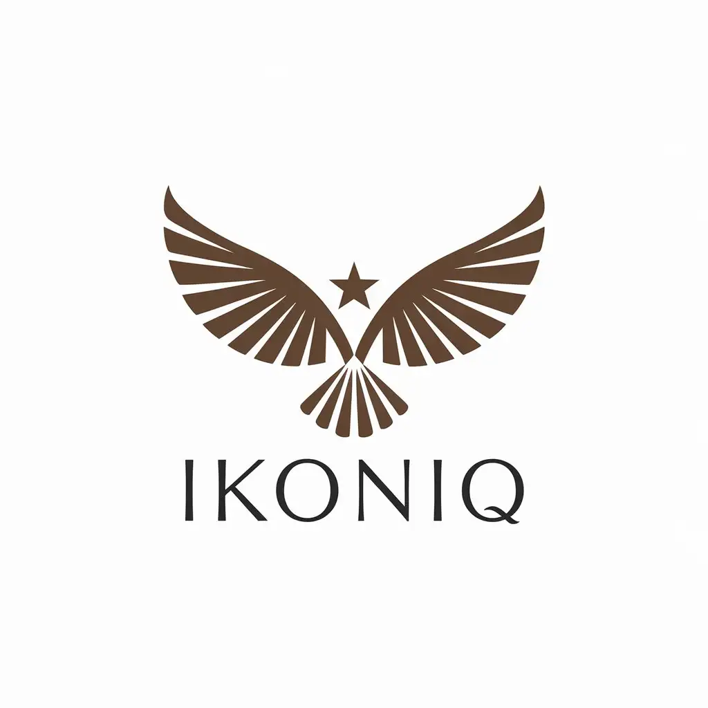 LOGO Design for Ikoniq Minimalistic Eagle Wings and Star Emblem for Beauty Spa Industry