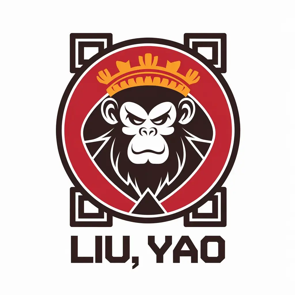 a vector logo design,with the text "Liu, Yao", main symbol:Wukong, Chinese culture, game,Moderate,be used in Technology industry,clear background