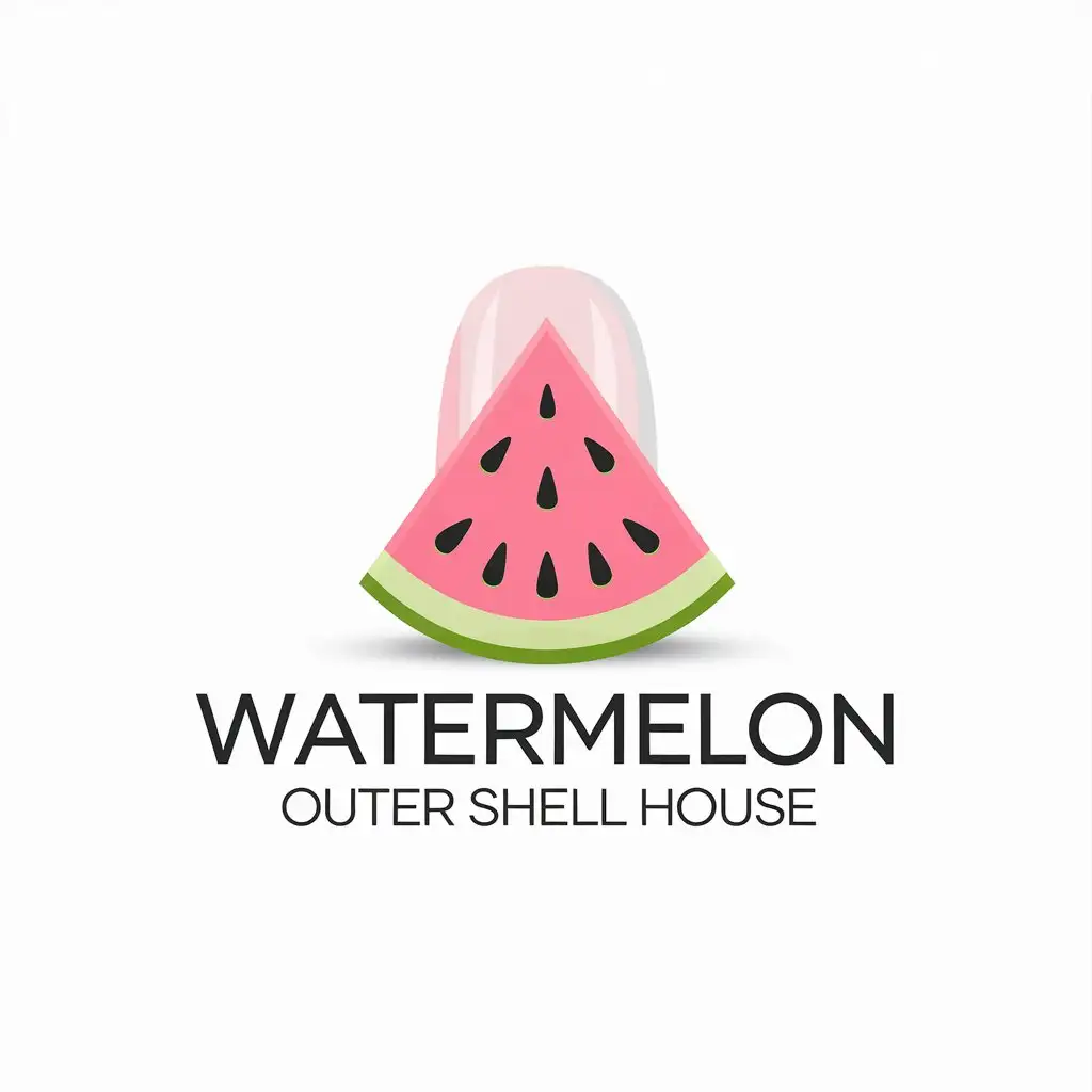 a vector logo design,with the text "watermelon outer shell house", main symbol:nail art,Minimalistic,be used in Beauty Spa industry,clear background