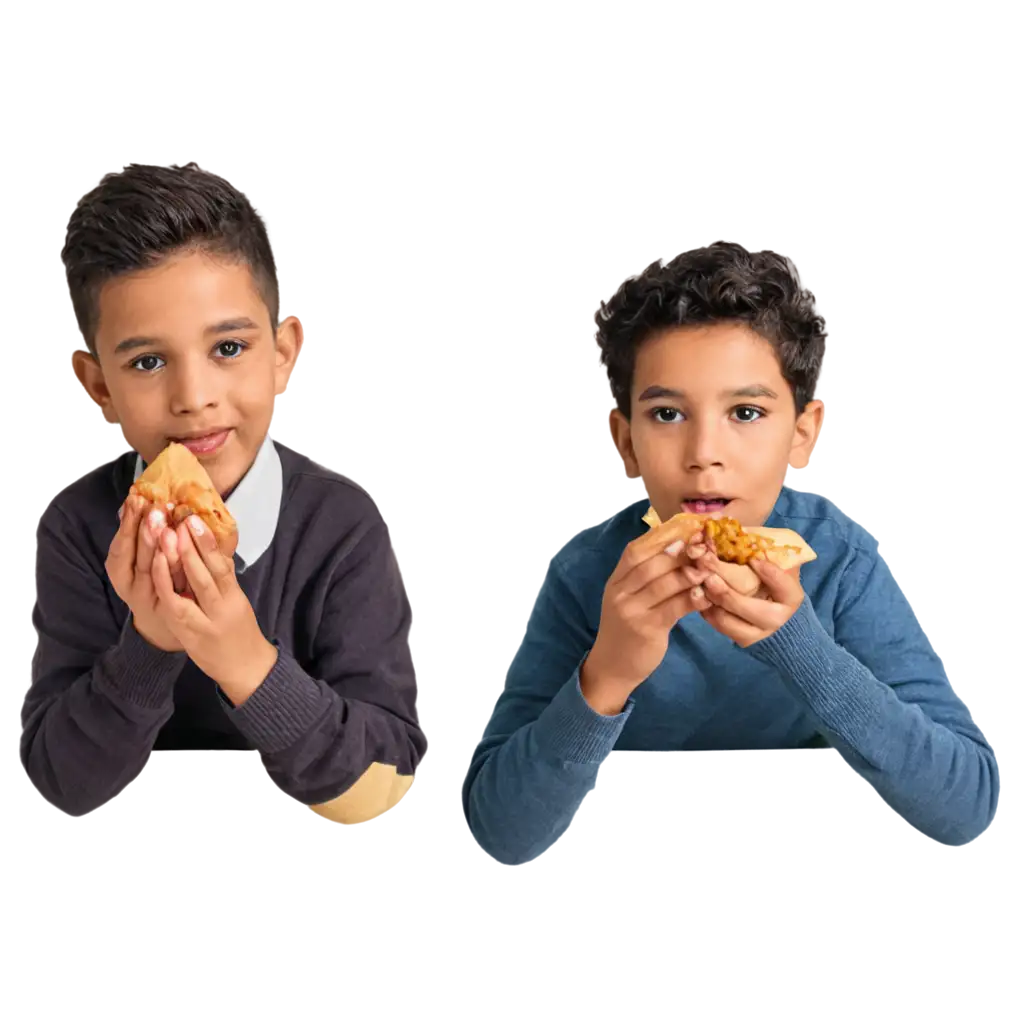 Kids-Eating-Samosa-PNG-HighQuality-Image-for-Fun-and-Foodthemed-Projects