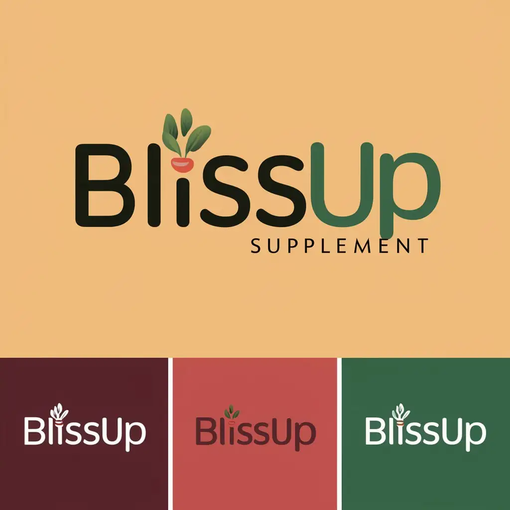 LOGO Design For Blissup Realistic Supplement Logo on Multiple Background Colors