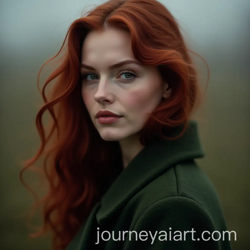 Model-with-Deep-Red-Hair-in-Green-Coat-Posing-for-Editorial-Fashion-Photoshoot