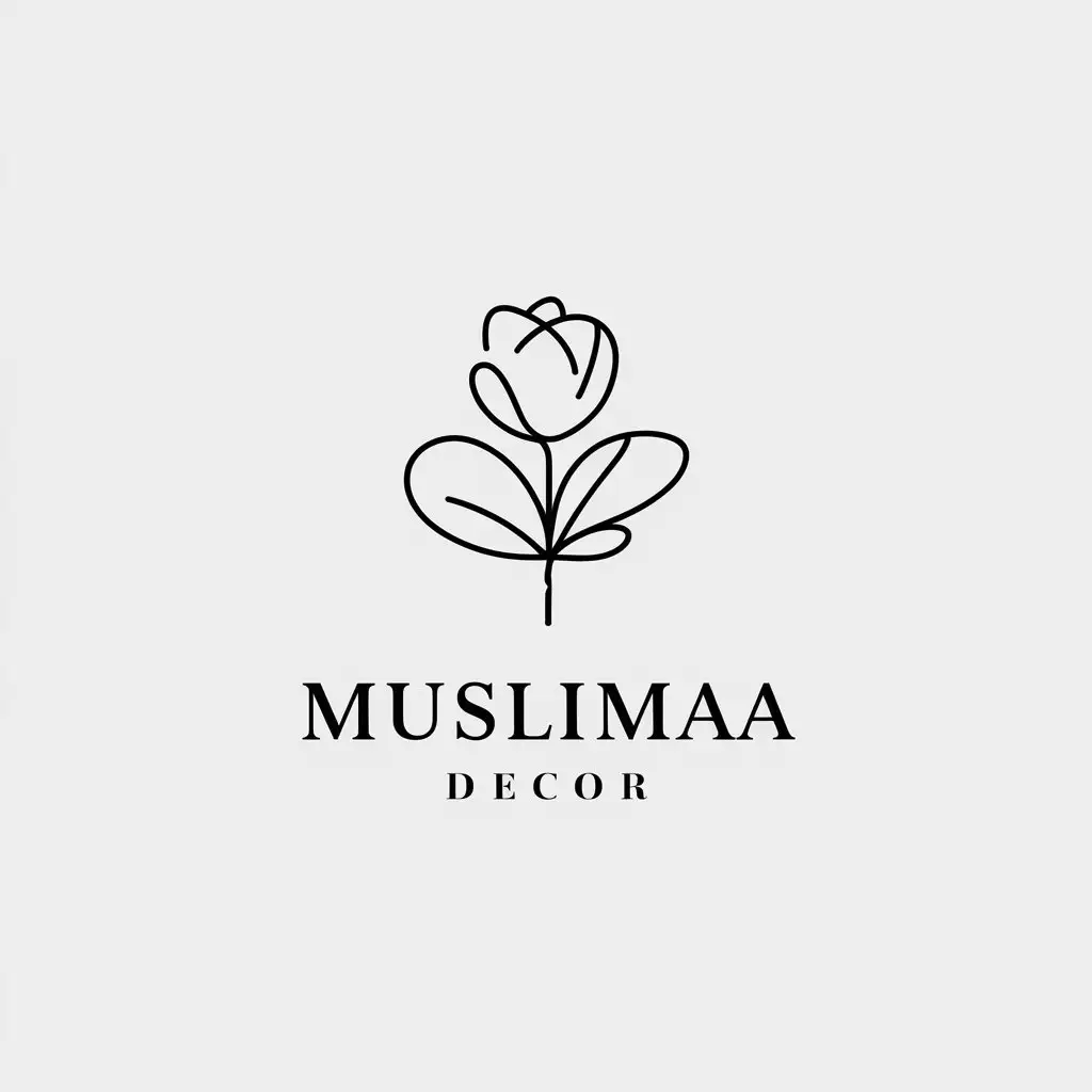 a vector logo design,with the text "muslimaa_decor", main symbol:Sketch of a flower,Minimalistic,be used in Artificial flowers decor industry,clear background