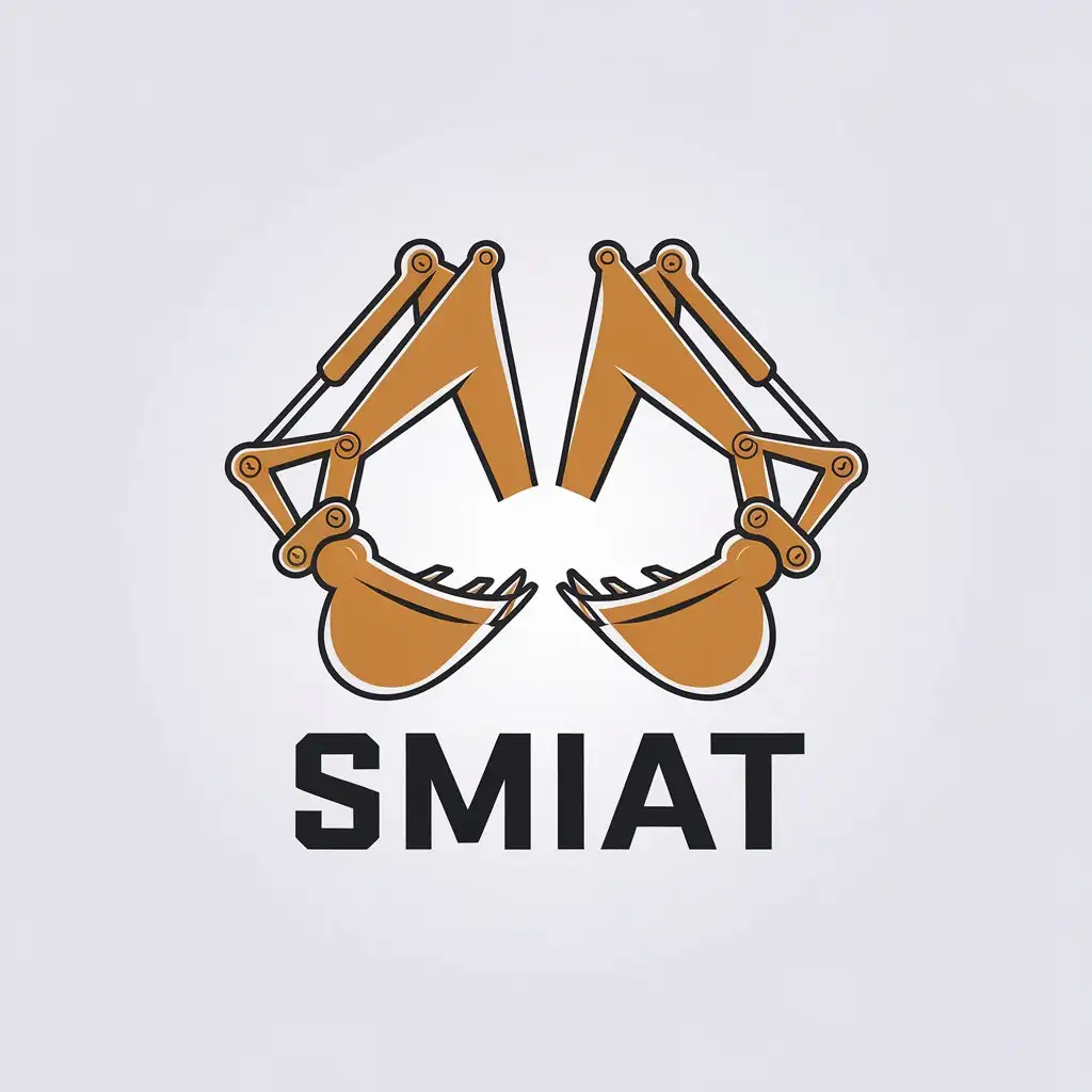 a vector logo design,with the text "SMIAT", main symbol:two excavators parts,Minimalistic,clear background