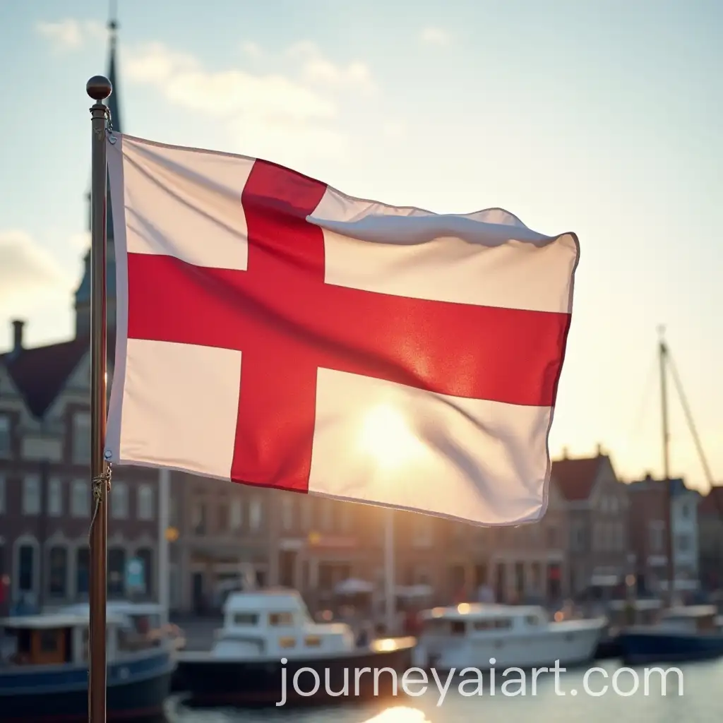 Softly-Waving-Leiden-Flag-with-Sunny-City-Background
