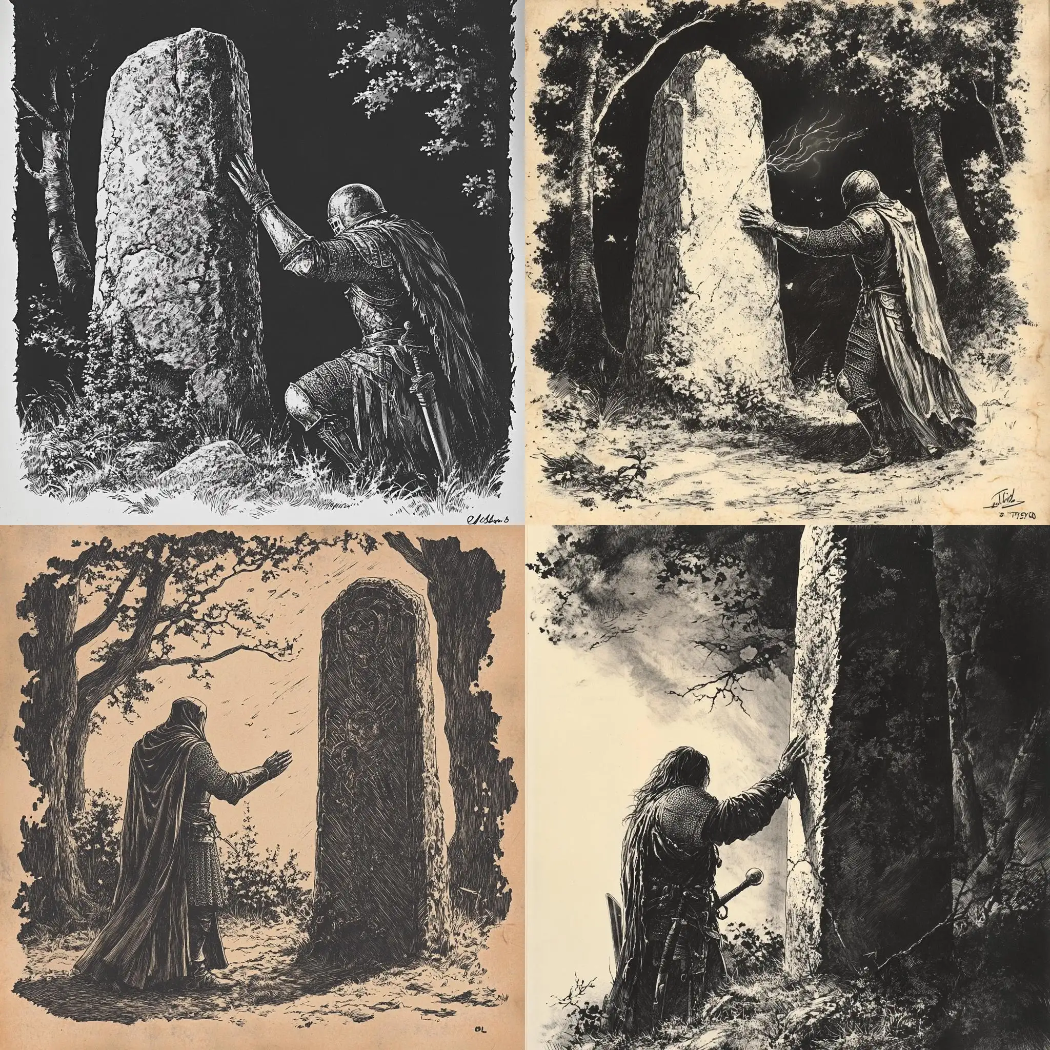 1970s-Dark-Fantasy-Knight-with-Ancient-Stone-in-Dungeon-and-Dragons-Style