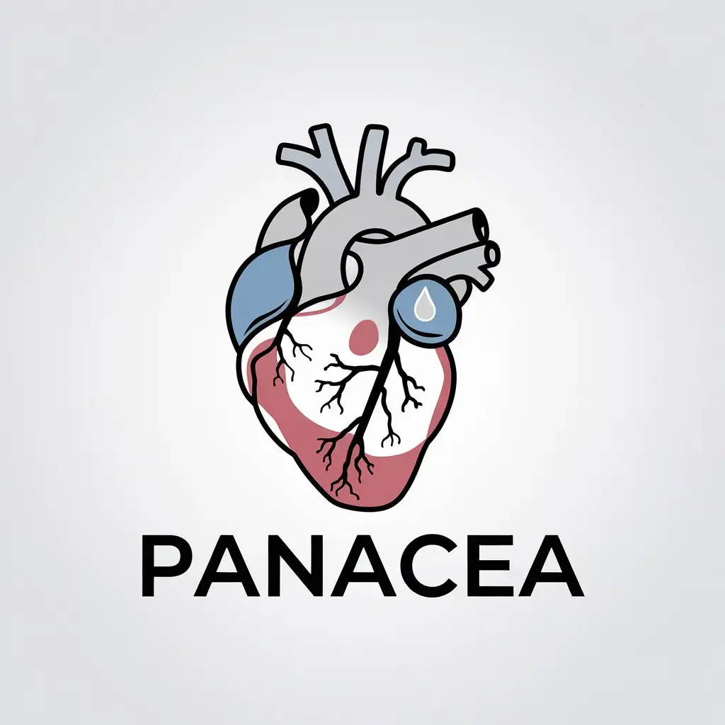 a vector logo design,with the text "Panacea", main symbol:Anatomy, heart, unity, medicine,Minimalistic,be used in Education industry,clear background