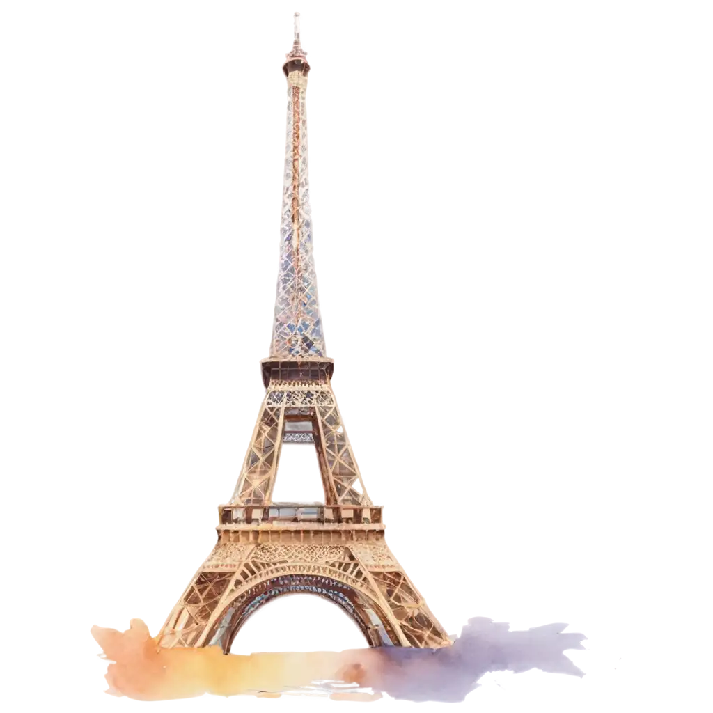 Eiffel-Tower-Painted-in-Watercolor-PNG-Captivating-Artistic-Rendering