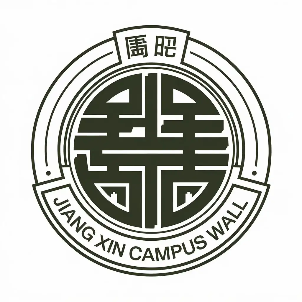 a vector logo design,with the text "Jiang Xin campus wall", main symbol:green Chinese round,Moderate,be used in propaganda industry,clear background