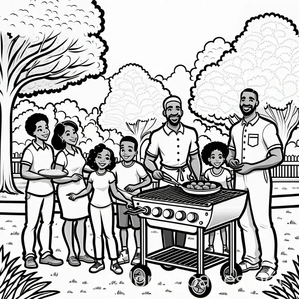 African-American-Family-Reunion-in-the-Park-Coloring-Page