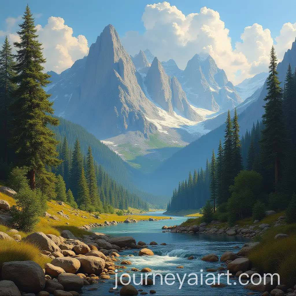 Breathtaking-Forest-Landscape-with-Mountains-and-River-in-Oil-Painting-Style