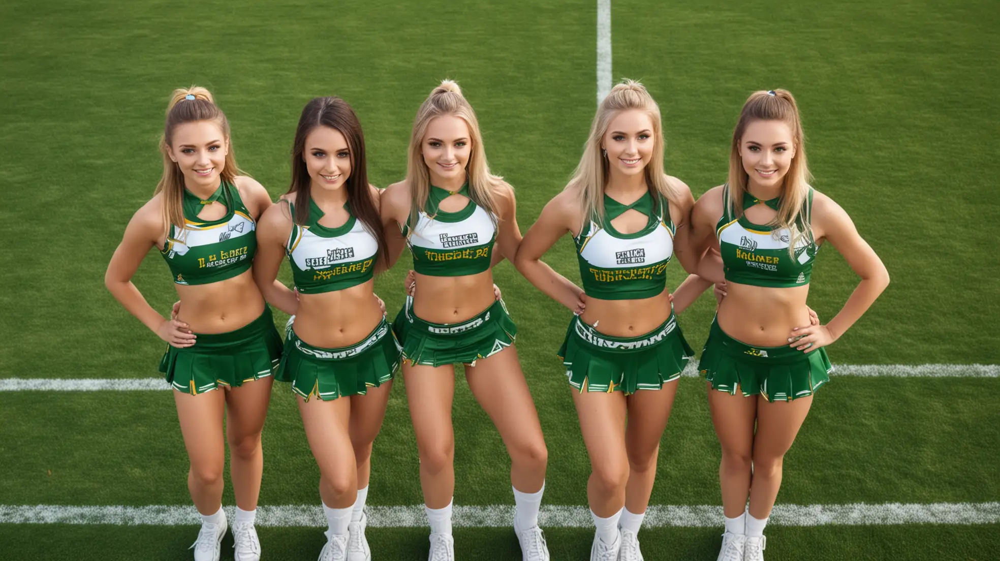 Dynamic-Aerial-View-of-Cheerleaders-from-the-Thunder-Team-on-a-Green-Football-Field