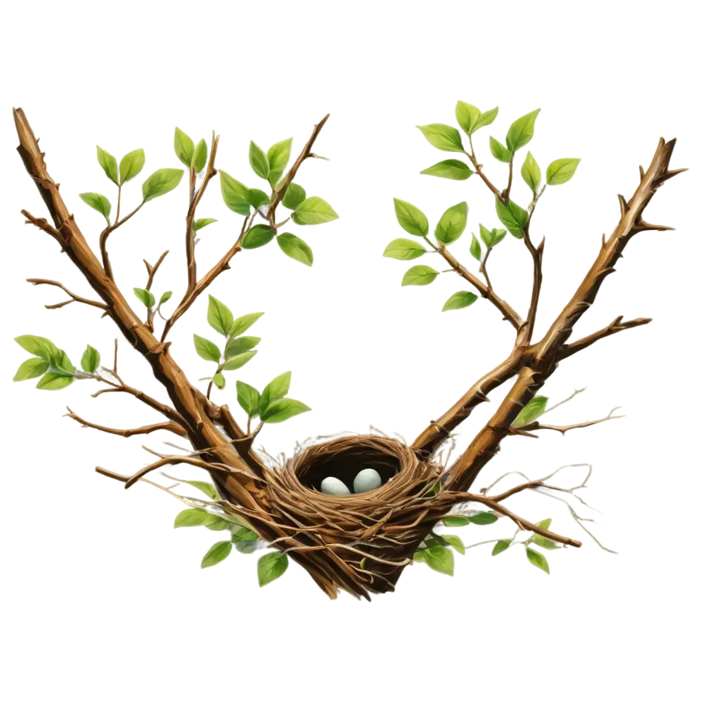 Wide-Angle-Branch-on-Nest-PNG-Image-Crisp-and-Clear-Digital-Art-for-Versatile-Usage