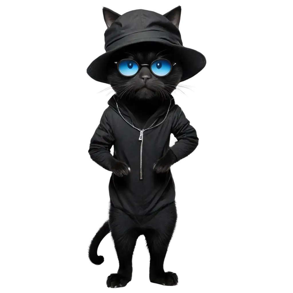 PNG-Image-of-a-Black-Cat-Shaped-as-a-Rapper-with-Rap-Hat-and-Round-Sunglasses