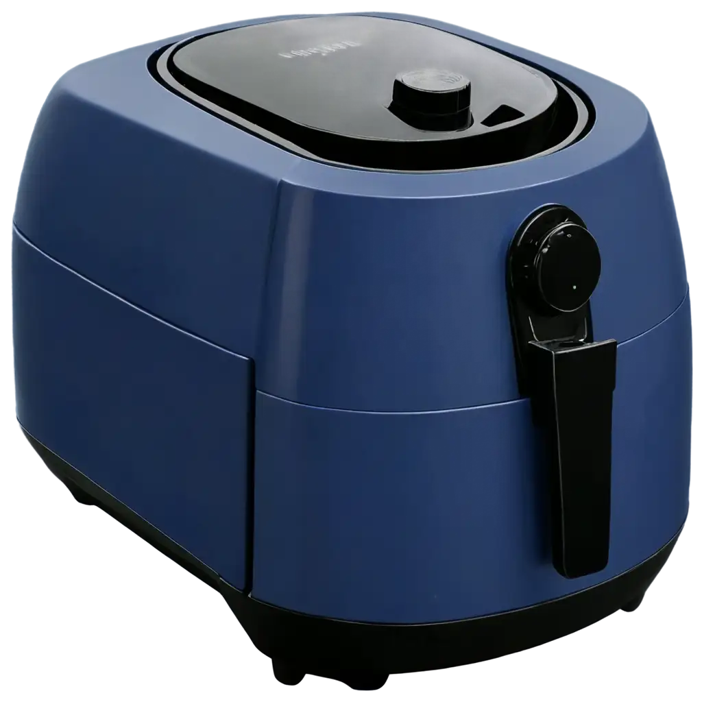 Dark-Blue-Air-Fryer-Tied-with-Blue-Ribbon-PNG-Image-for-Premium-Visual-Appeal