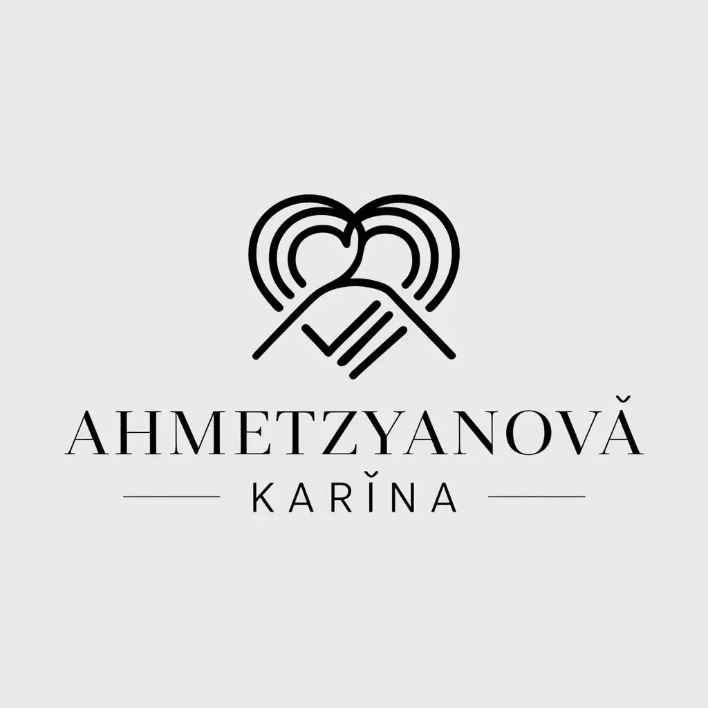 a logo design,with the text "Ahmetzyanova Karina", main symbol:Serdce,complex,be used in Home Family industry,clear background