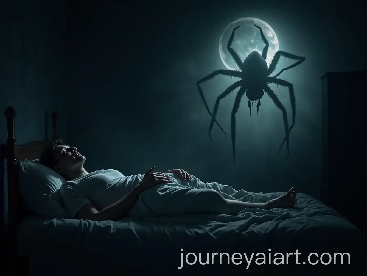 Man-Sleeping-in-Dark-Room-with-Nightmares-of-Dark-Monsters-and-Ghosts