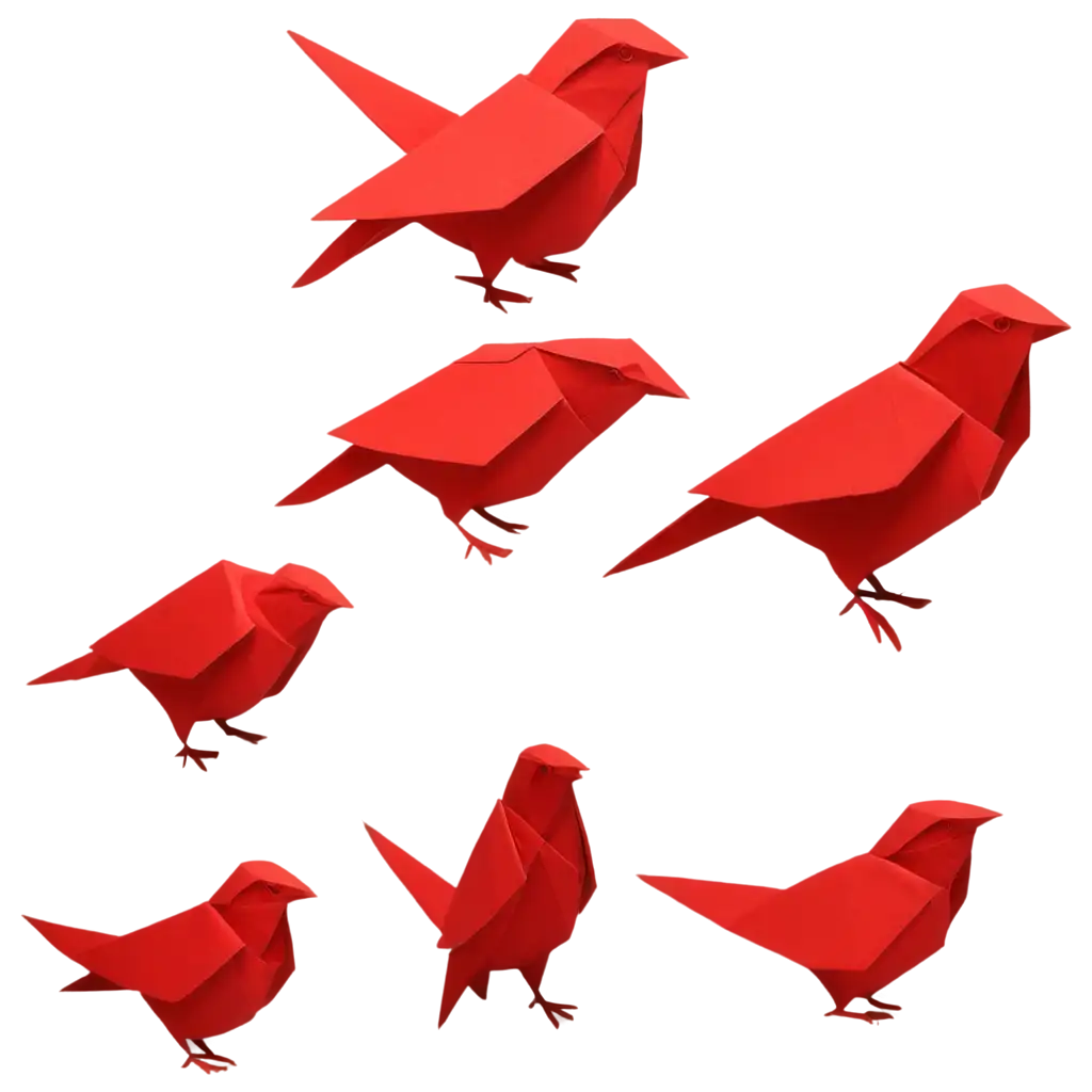 Origami-Canary-in-Red-Color-PNG-Image-Exquisite-Craftsmanship-and-Vibrant-Elegance