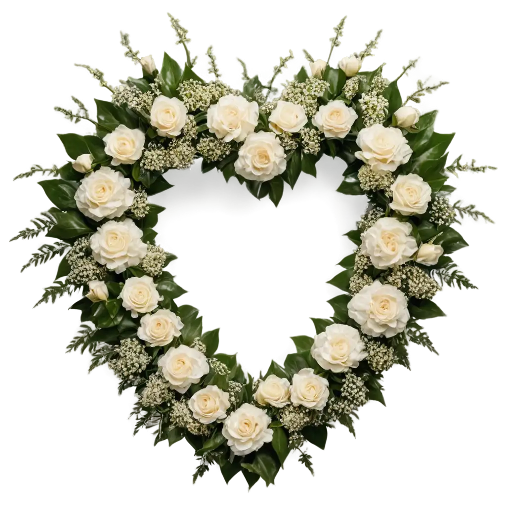 HeartShaped-Funeral-Wreath-PNG-Elegant-White-and-Cream-Floral-Design-for-Memorial-Services