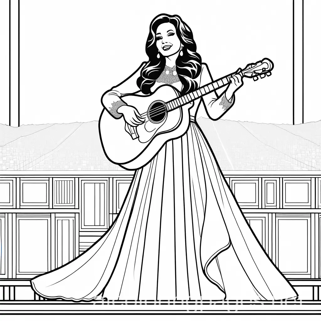 Loretta-Lynn-Coloring-Page-on-Stage