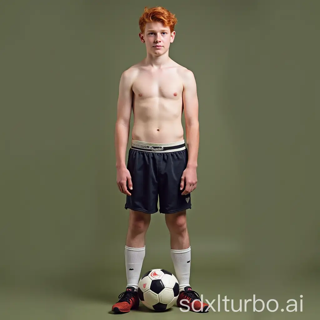 Full-Portrait-of-White-British-Teenage-Boy-with-Red-Hair-in-Football-Shorts-and-Socks