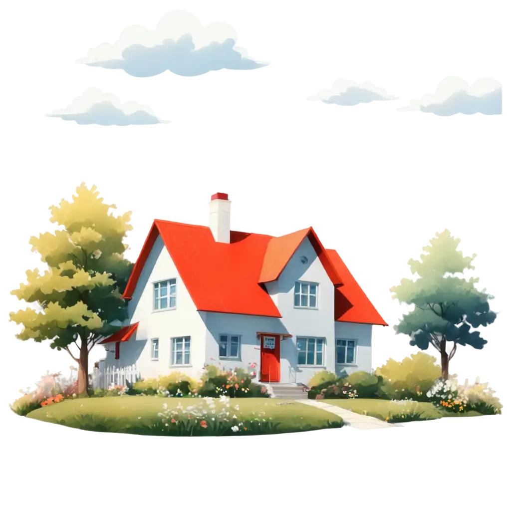 Silhouetted-Cartoon-House-with-Red-Roof-PNG-Image-for-Web-and-Design-Use