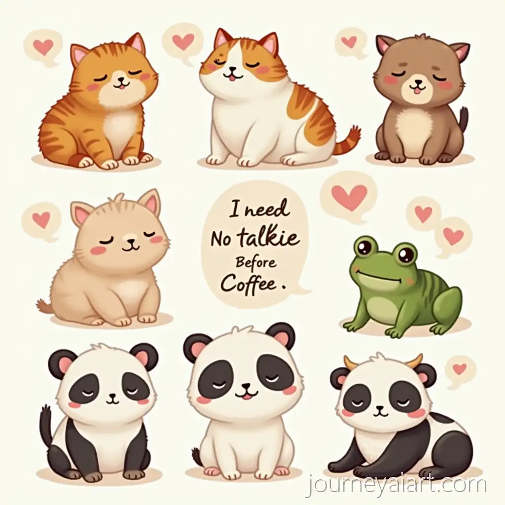 Cute-Chubby-Cats-Kawaii-Dogs-Sleepy-Pandas-Frogs-and-Cows-with-Coffee-Speech-Bubbles