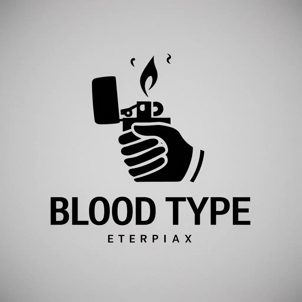 a vector logo design,with the text "Blood type", main symbol:a hand lighting a lighter,complex,clear background