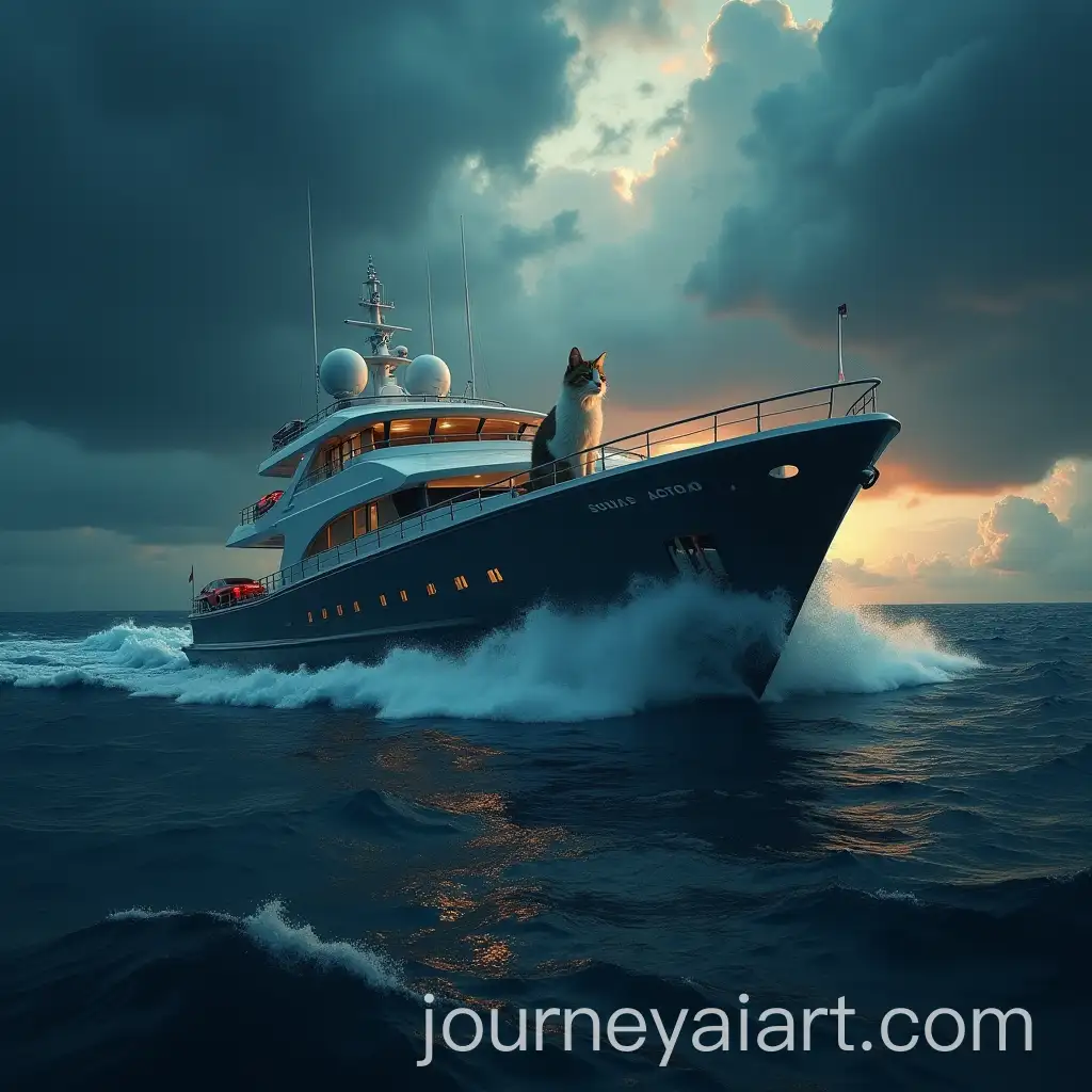 Cat-Navigating-a-Ship-Filled-with-Luxury-Cars-Through-a-Storm-in-the-Bermuda-Triangle