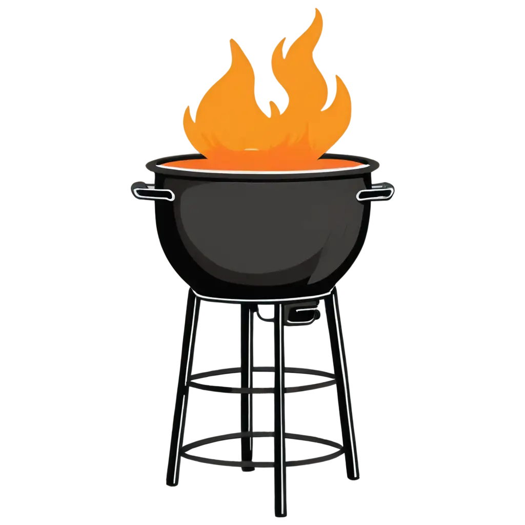 Cooking-Pot-on-Stand-with-Flames-PNG-Image-for-Catering-Logo-Design