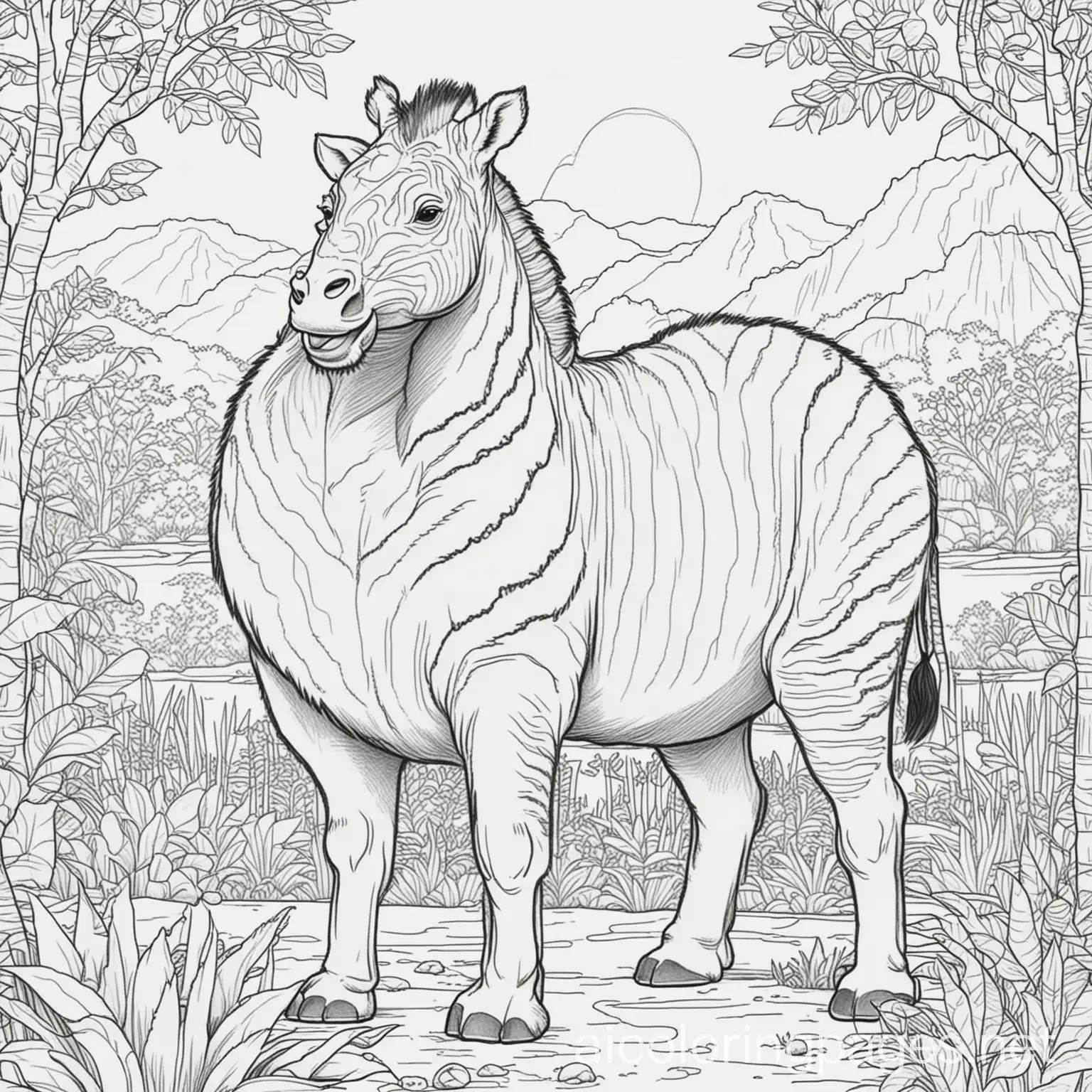 Childrens-Zoo-Coloring-Book-Page-Black-and-White-Line-Art