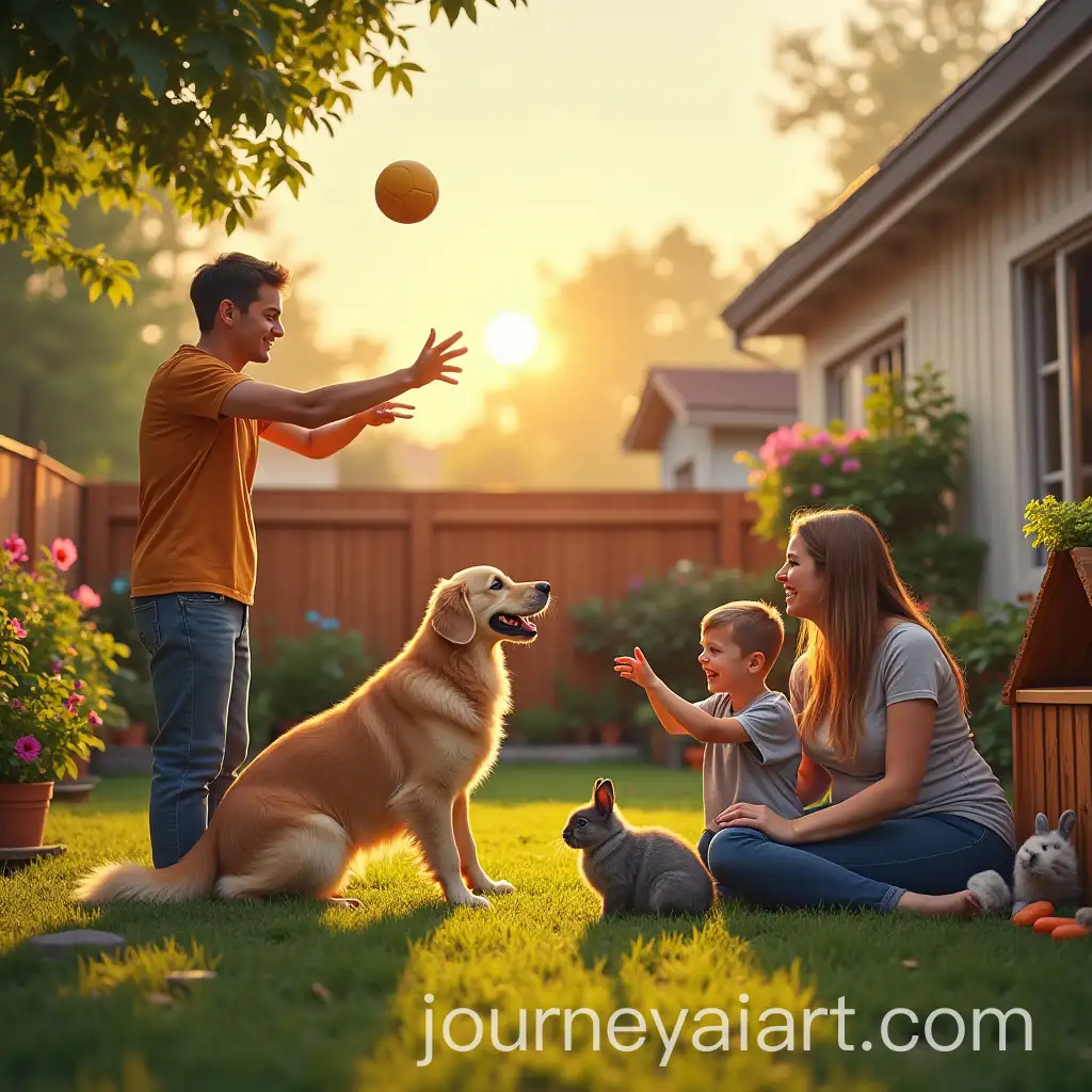 Family-Spending-Quality-Time-with-Pets-in-Cozy-Backyard