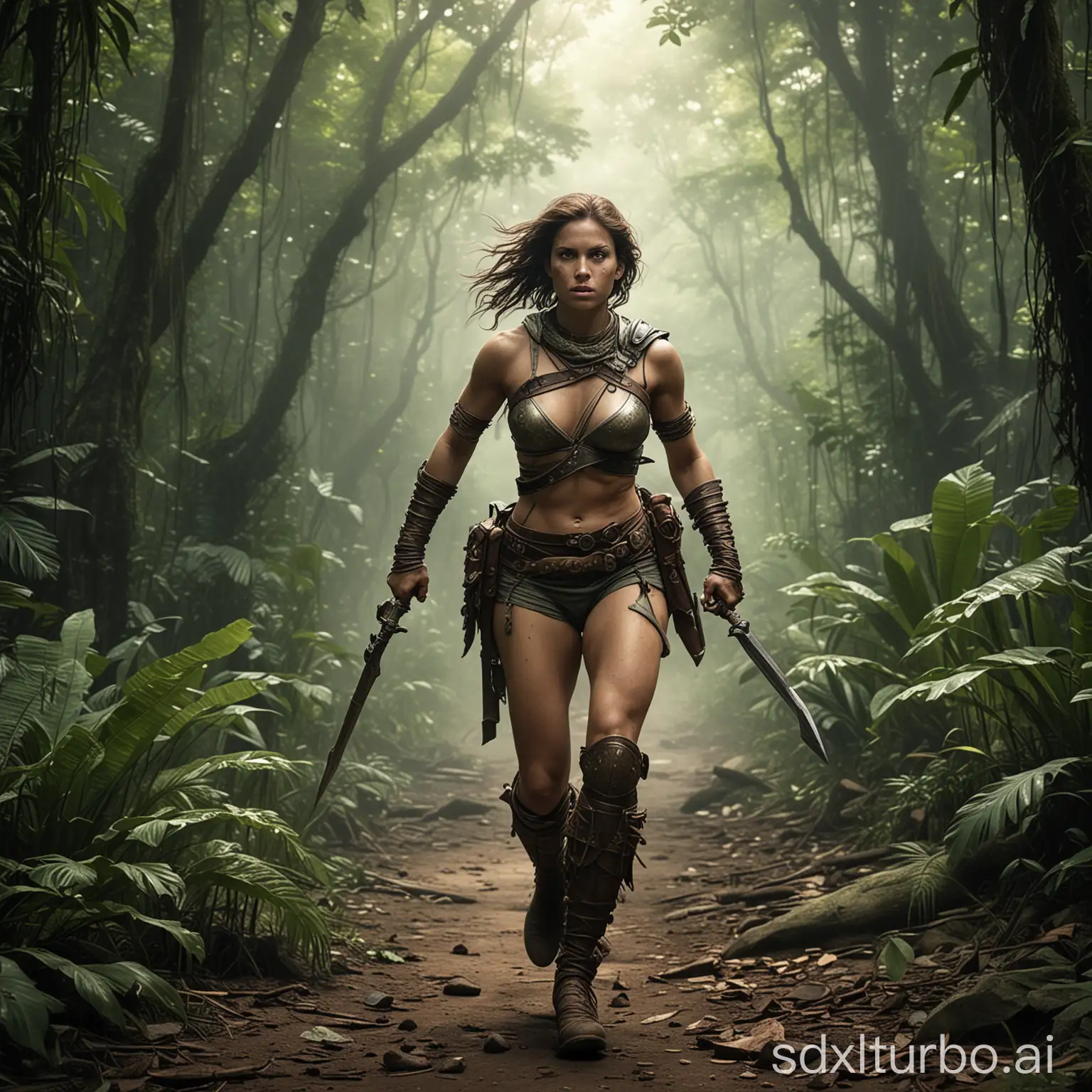 Female-Warrior-Traversing-Jungle