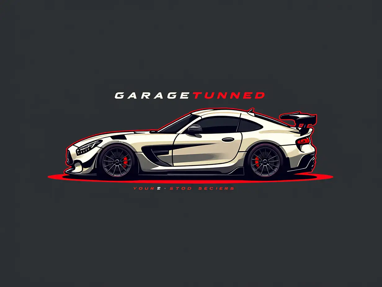 Create a logo 'GARAGETUNNED' focused on sports cars