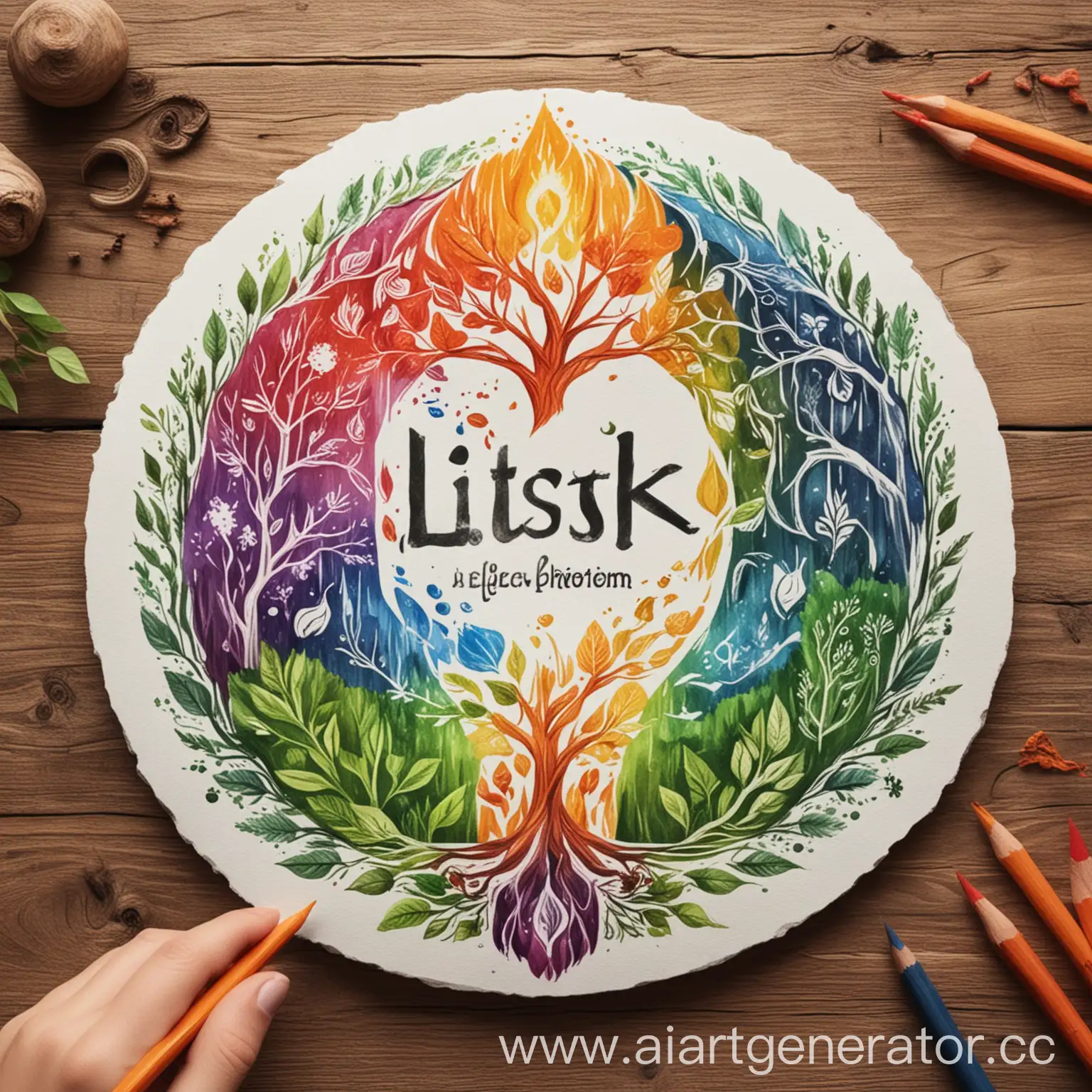 Harmonious-Nature-Logo-Human-and-Four-Elements-with-LISTOK-Inscription