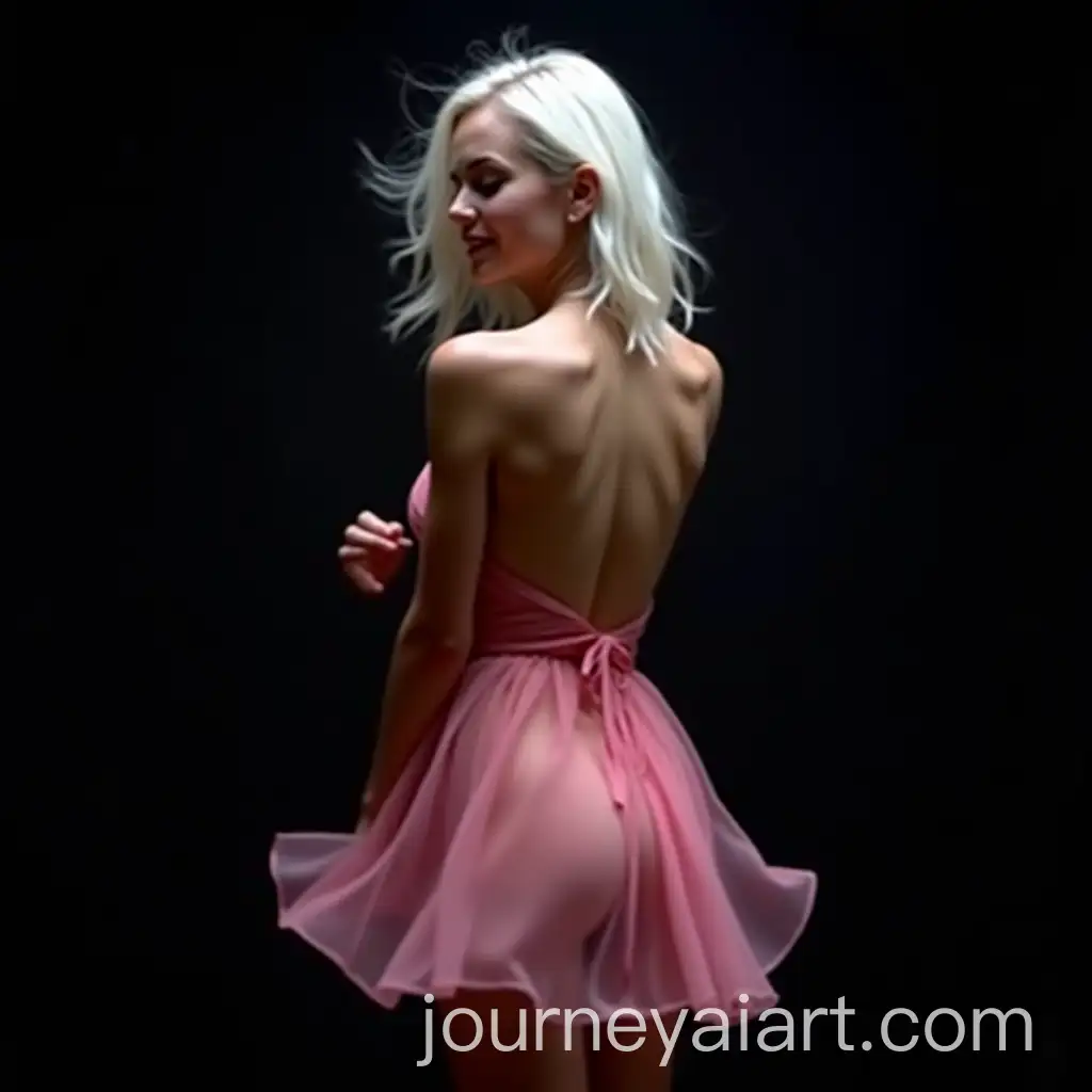 Graceful-WhiteHaired-Dancer-in-Pink-Dress-on-Black-Background