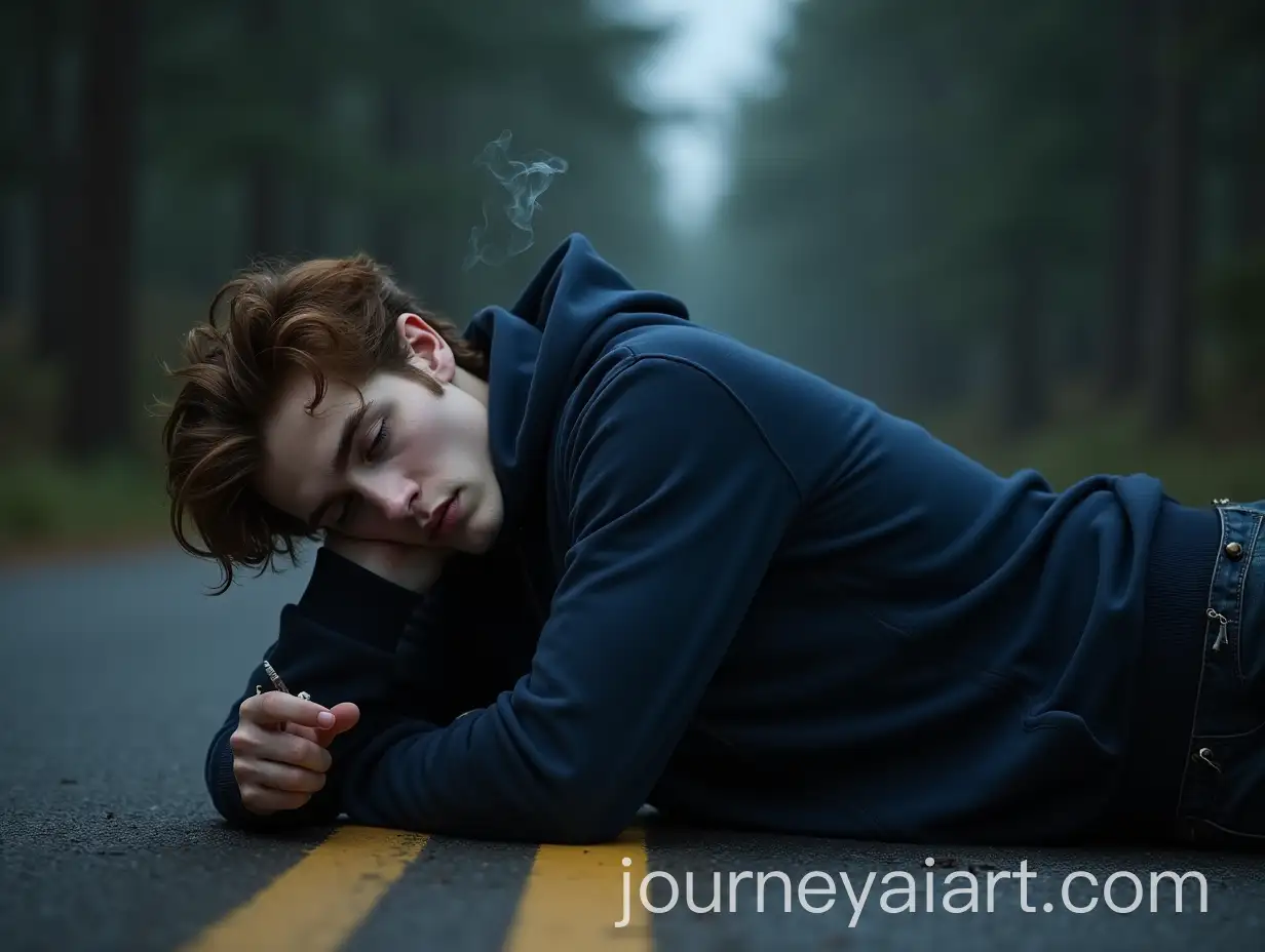 Edward-Cullen-Vampire-Smoking-on-the-Road-in-Dark-Blue-Hoodie