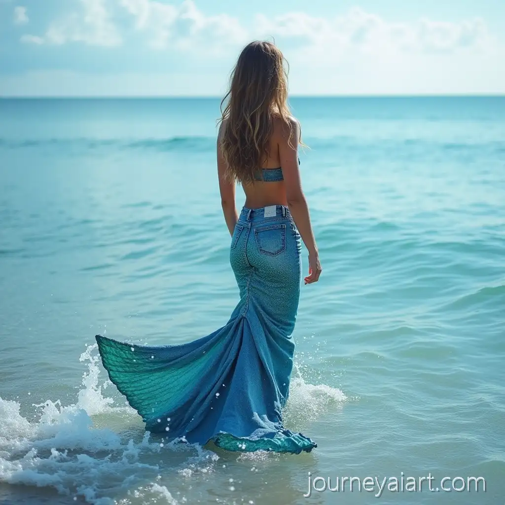 Mermaids-with-Blue-Jeans-Walking-on-the-SeaMermaid-Tails-Sea-Walk-Shore