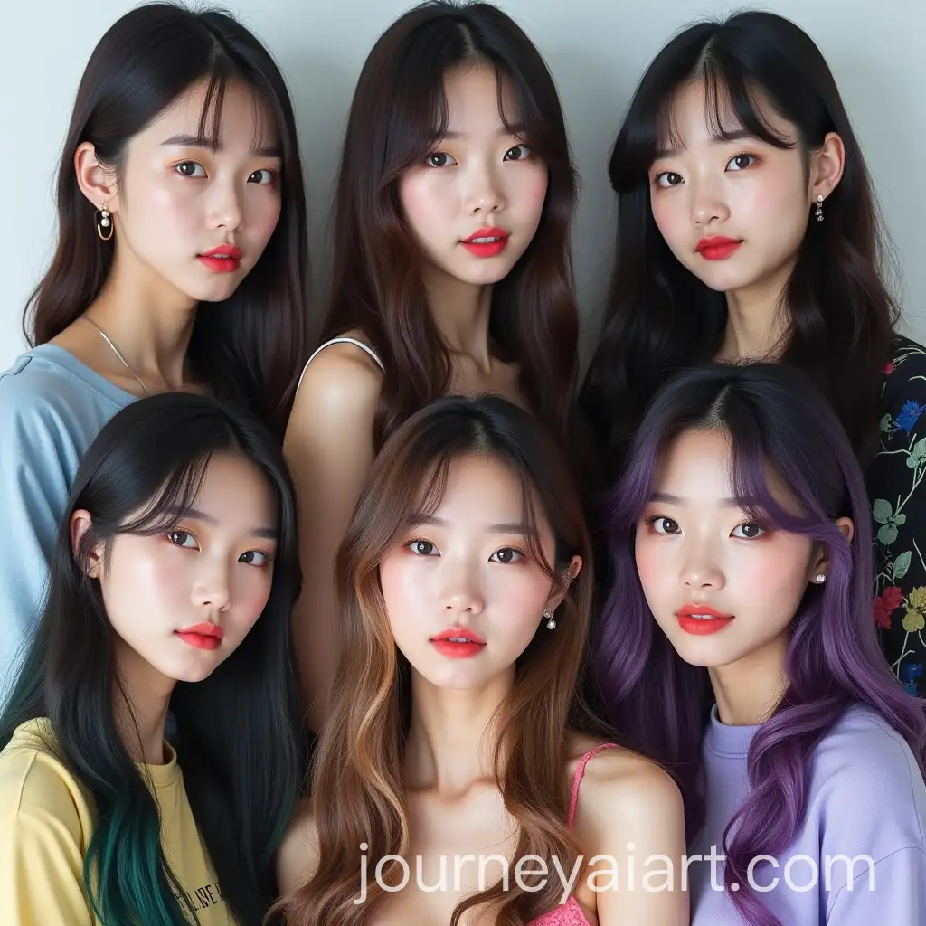 Kpop-Group-of-6-Members-with-Colorful-Hairstyles-and-Korean-Faces