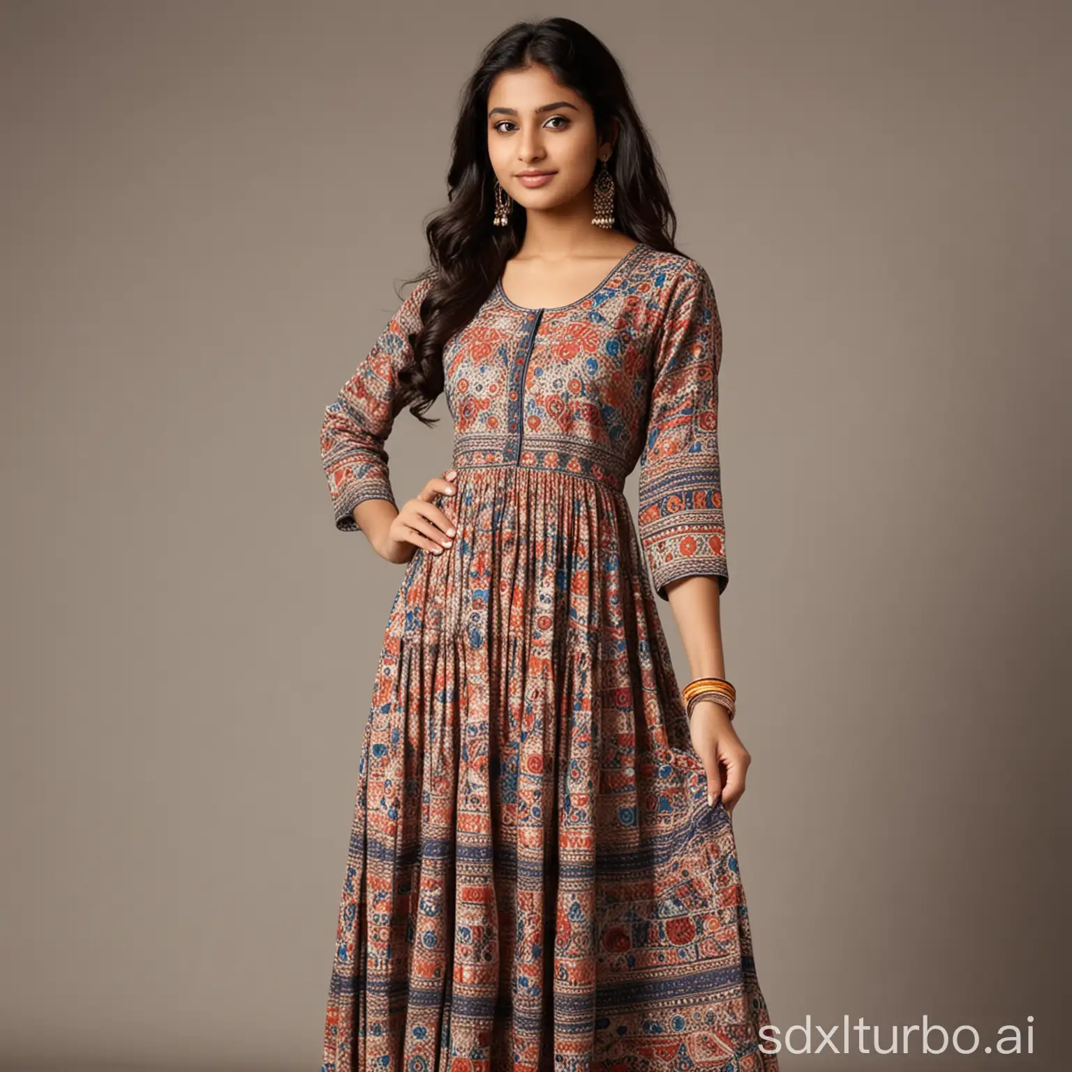 Indian-Girl-Modeling-in-Ethnic-Maxi-Dress-for-Photograph