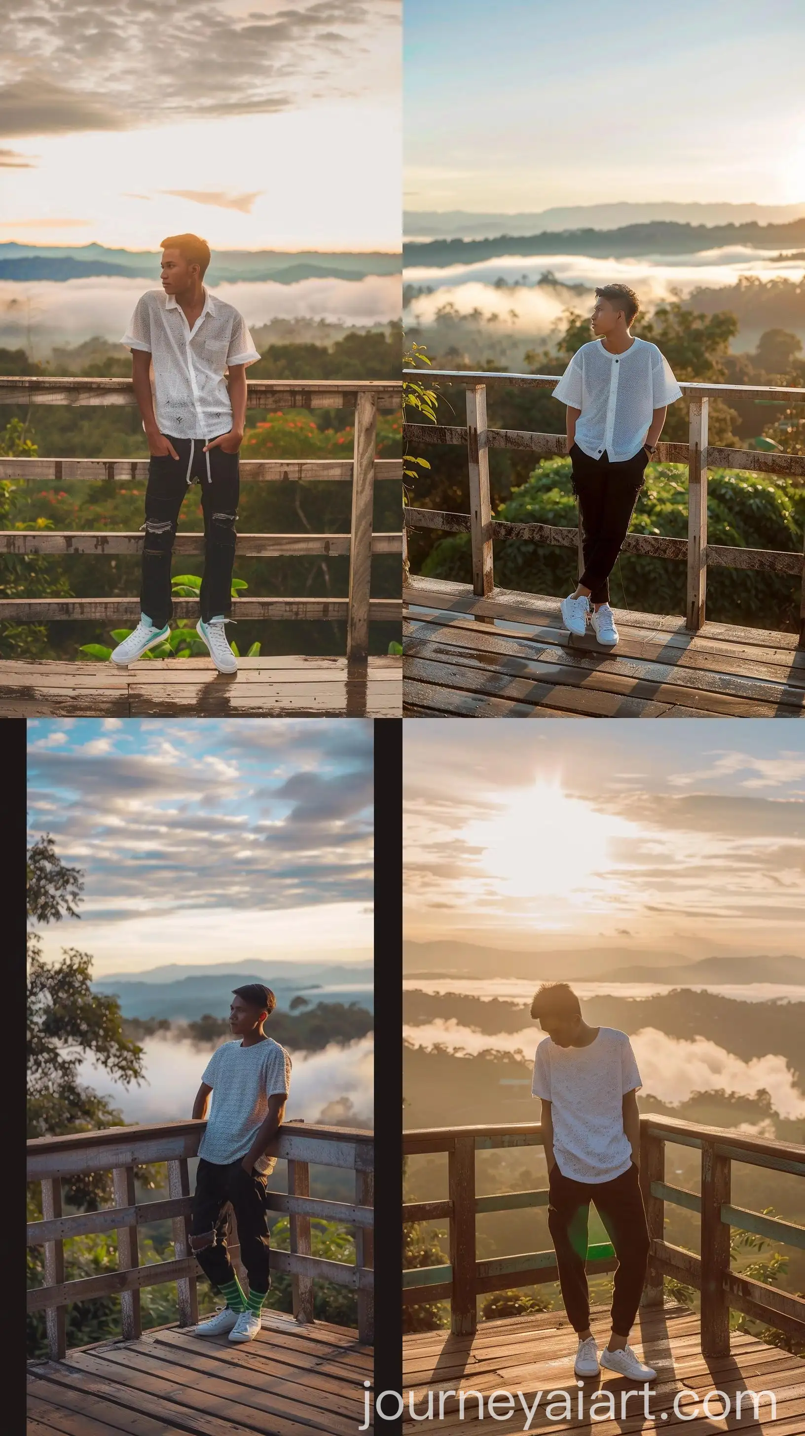 Young-Man-in-Serene-Outdoor-Setting-White-Shirt-and-Black-Pants