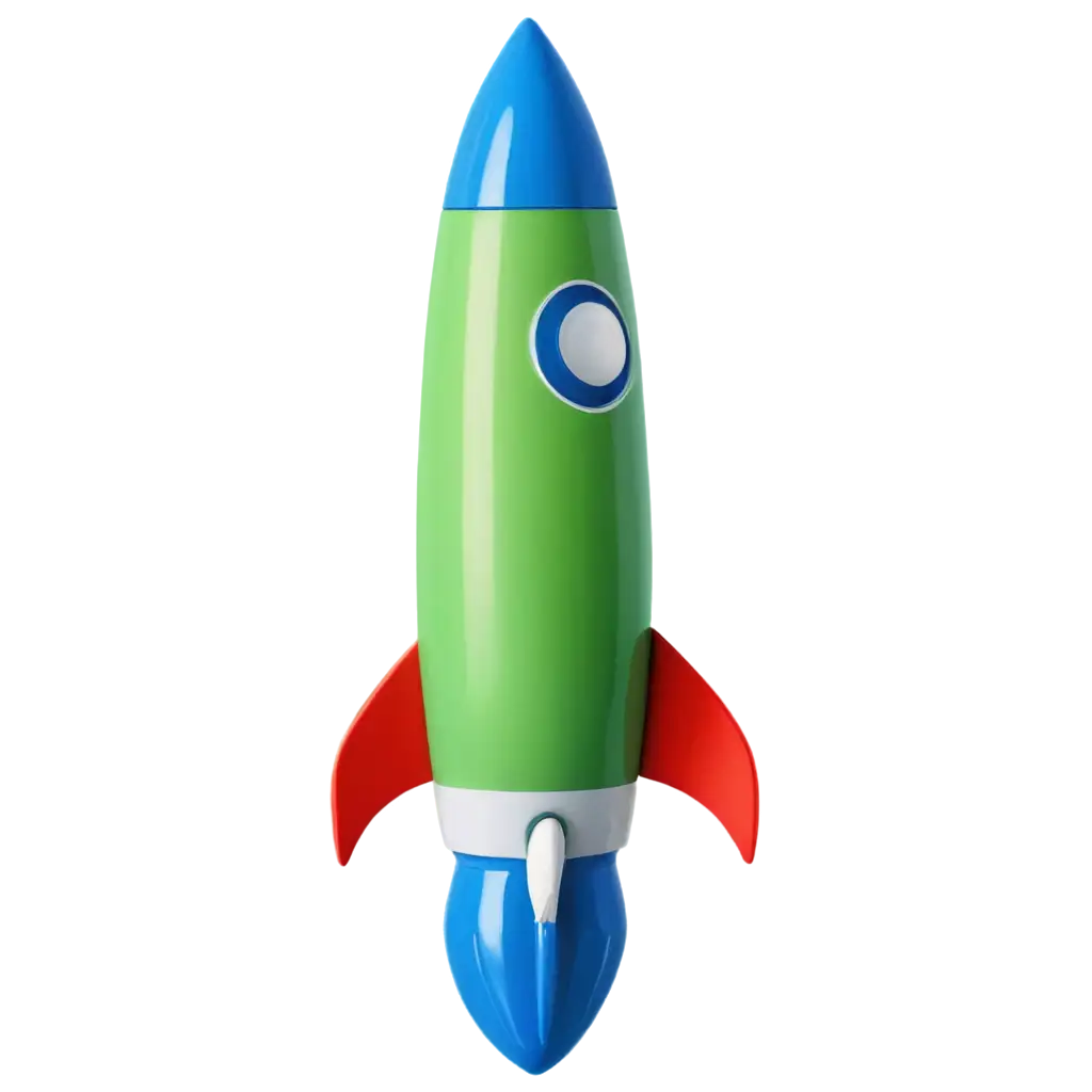 HighQuality-PNG-of-a-Blue-Rocket-with-Green-Illustrative-Elements-for-Versatile-Use