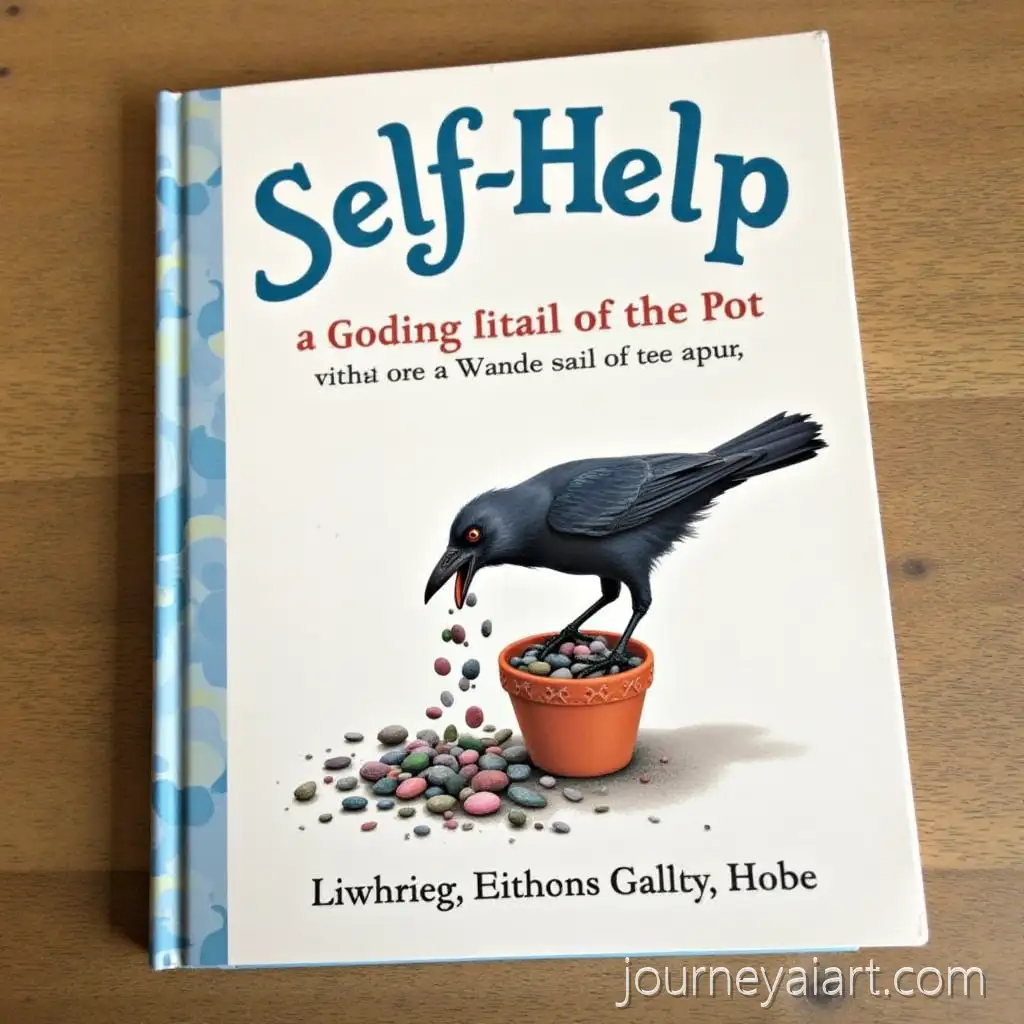 SelfSelfhelp-book-coverHelp-Book-Cover-Featuring-a-Crow-Filling-a-Pot-with-Stones