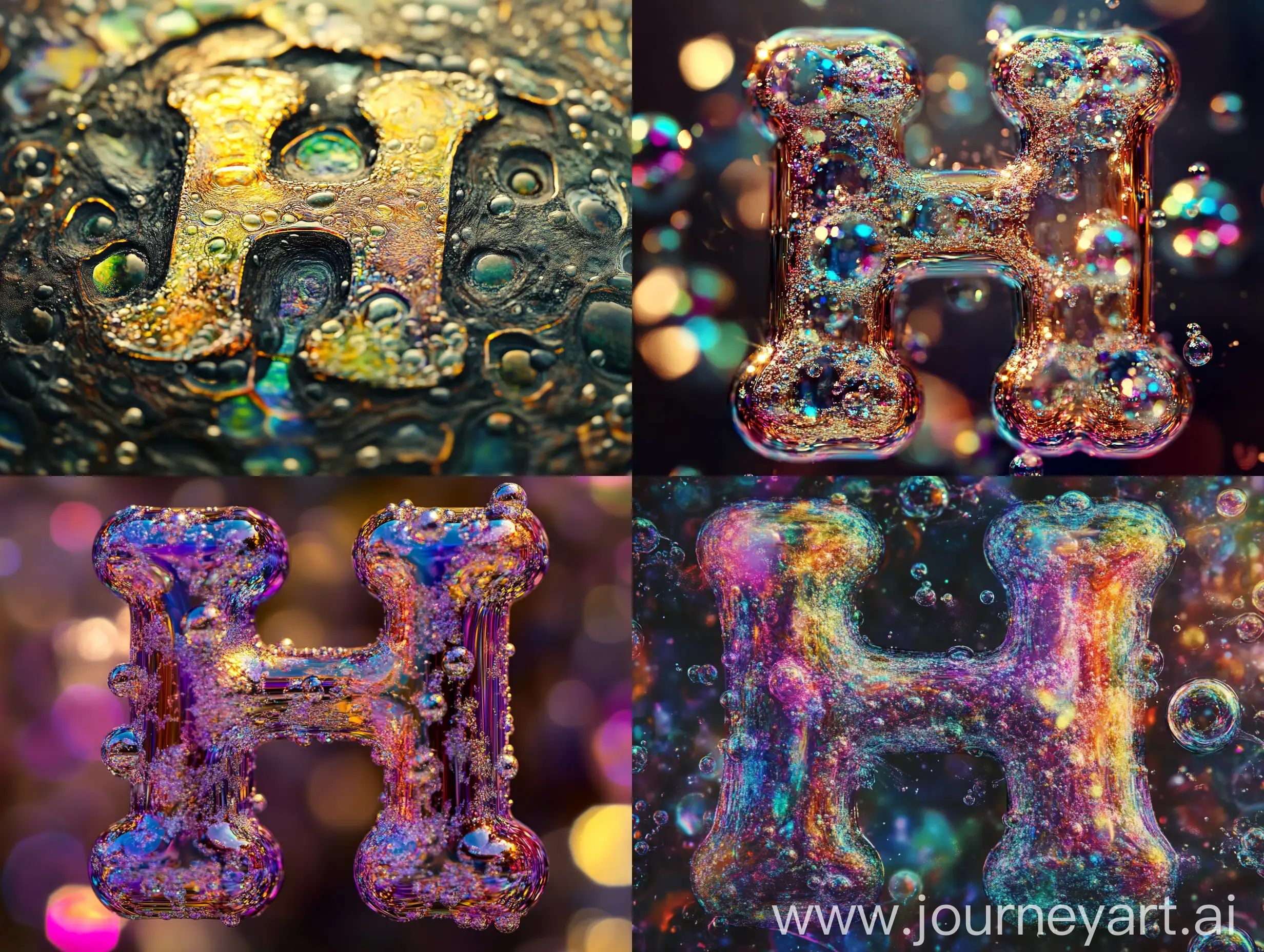 Psychedelic-Letter-H-with-Unusual-Texture-and-Bubbles