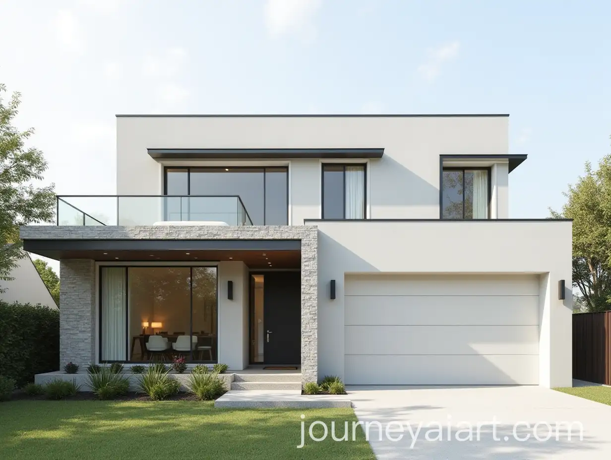 Modern-Minimalist-Home-Facade-with-Aluminum-Portal-and-Garage