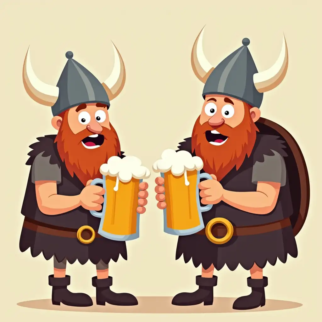 Funny-CartoonStyle-Vikings-Drinking-Beer