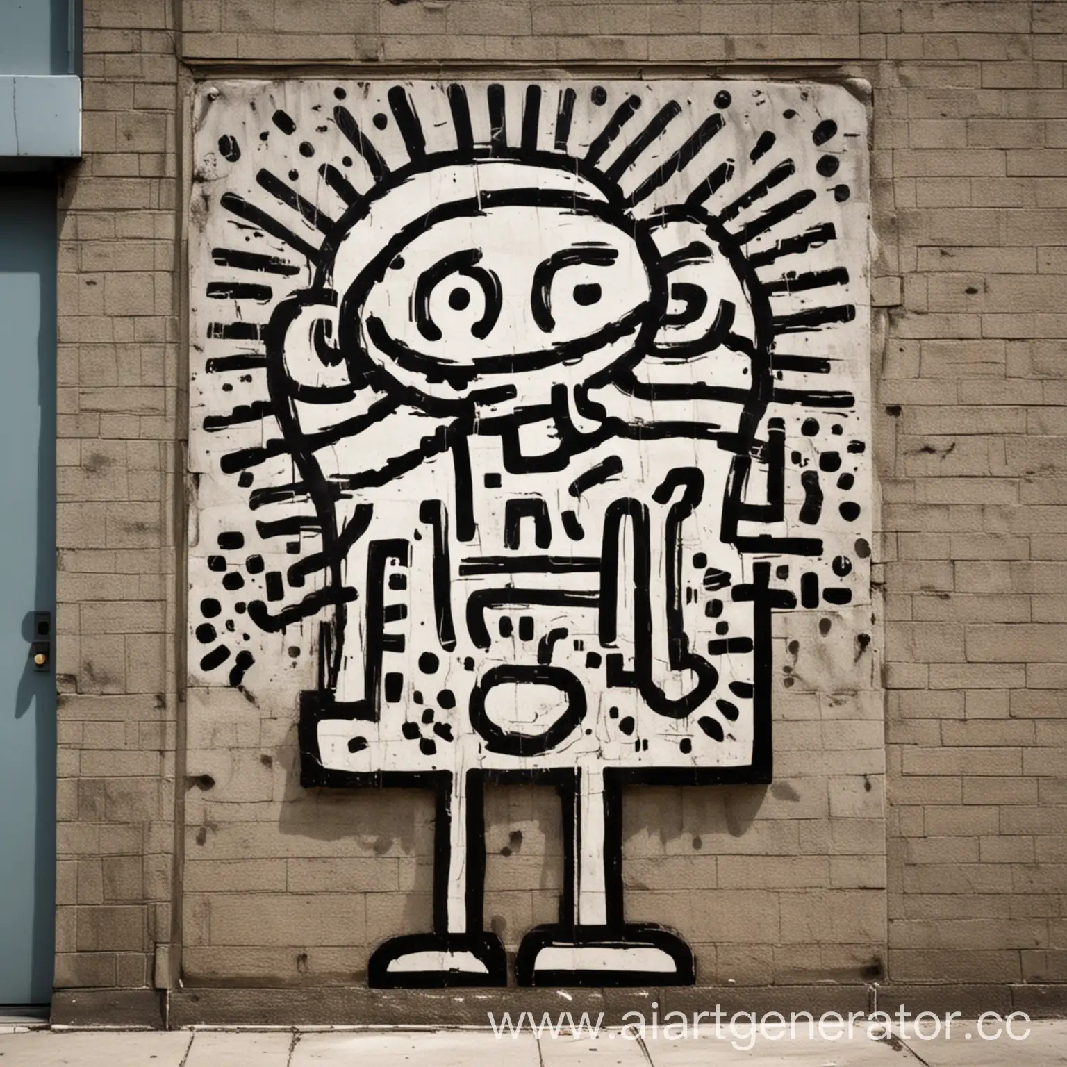 Keith Harring style artwork, creative,  urban message, contemporary art, modern style, humor, tweaks